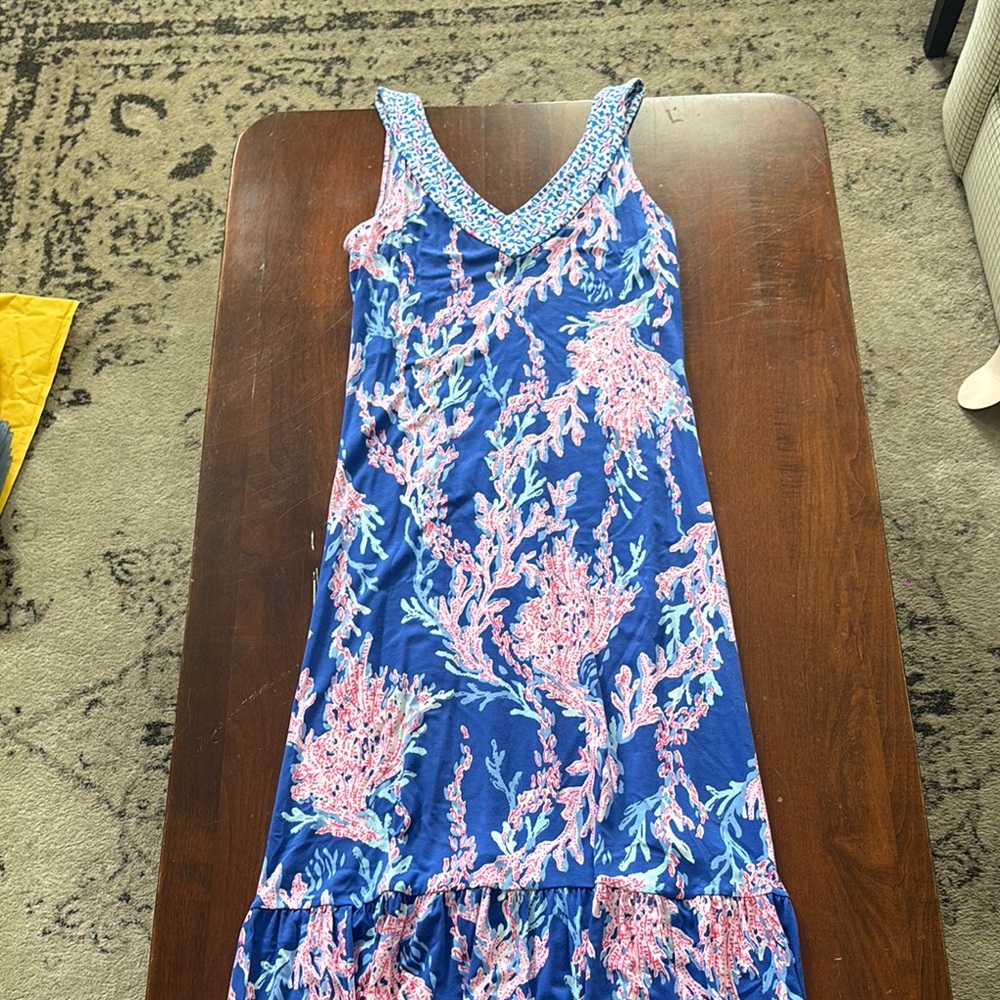 Lilly Pulitzer Blue and Pink Maxi Dress
